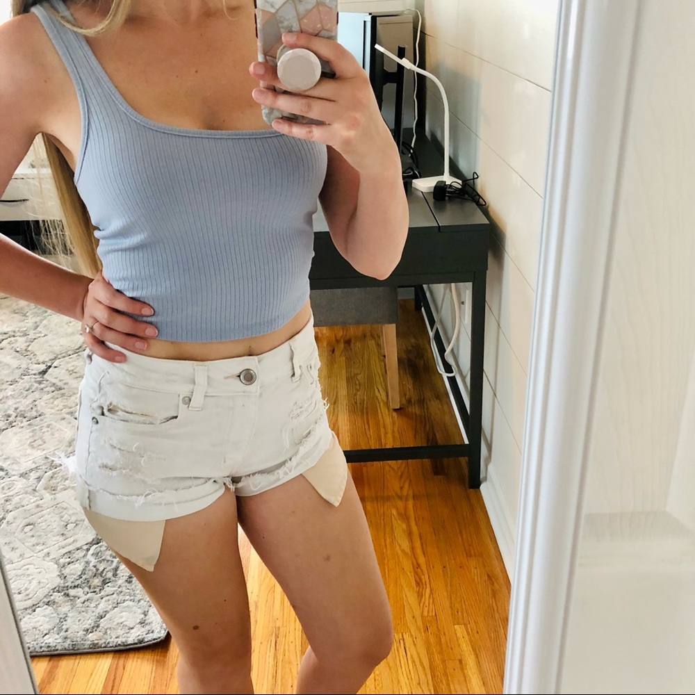 American Eagle White High Rise Festival Shorts